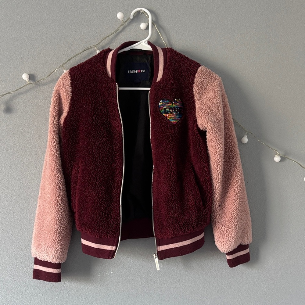 Limited Too Burgundy and Pink Puffer Jacket